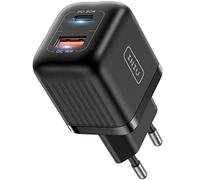 Caricatore USB C, INIU Ricarica 30W Caricabatterie Alimentatore 2-Porte (USB C+USB A) Presa USB C PD 3.0 Super Veloce,Tipo C Charger Spina per iPhone 15 14 Pro Samsung Galaxy S22 Pixel 7 Tablet ECC.