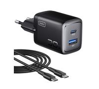 INIU Caricatore USB C, Presa 30W alimentatore con USB-C cavo, PD 3.0 compatto Caricatore Rapido, 2 Porte GaN Caricabatteria Rapido per iPhone 16 15 14 Pro Max, iPad, Samsung S24 Ultra, Google, Xiaomi