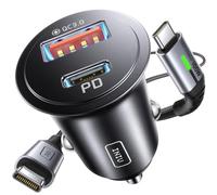 INIU Carica Batteria per Auto, 60W Total Presa Accendisigari USB C PD&QC 3.0 Fast Charge Caricabatterie con [1m] 100W Cavo USB C, Caricatore Auto Compatibile con iPhone 16 15 Pro Max iPad Samsung S25