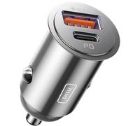 INIU Carica Batteria per Auto, 60W Total Presa Accendisigari USB C PD & QC 3.0 Fast Charging Caricabatterie, Caricatore Auto Compatibile con iPhone 16 15 14 13 Pro Max iPad Samsung S23 Tablet, Argento