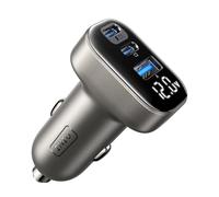INIU Caricatore Auto USB C, 90W [Doppio 45 W] Caricabatterie Accendisigari | Caricatore macchina PD QC 3.0 Ricarica Rapida, 3-porte Display LED,Accessori da Auto per iPhone 18 17 16 15 Pro, Nero argento