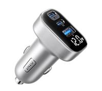 INIU Caricatore Auto USB C, 90W [Doppio 45 W] Caricabatterie Accendisigari | Caricatore macchina PD QC 3.0 Ricarica Rapida, 3-porte Display LED,Accessori da Auto per iPhone 18 17 16 15 Pro iPad, Argento
