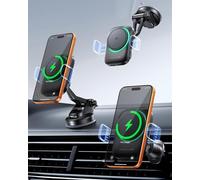 INIU Caricatore da auto wireless 3 in 1 per Magsafe, morsetto extra per strade accidentate, ventola di raffreddamento per prolungare la durata della batteria, supporto magnetico per telefono da auto