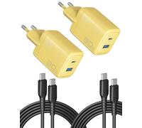 INIU Caricatore USB C da 30 W, 2-Pack con Cavo USB-C, PD 3.0, Compatibile con iPhone 16, Samsung S24 Ultra, iPad Pro e altri dispositivi USB-C