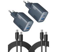 INIU Caricatore USB C da 30 W, 2-Pack con Cavo USB-C, PD 3.0, Compatibile con iPhone 16, Samsung S24 Ultra, iPad Pro e altri dispositivi USB-C