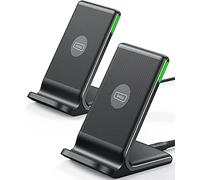 INIU Caricatore Wireless, [2 Pezzi] 15W Qi Certificato Ricarica Rapida Supporto di Ricarica Wireless con Luce adattiv per iPhone 13 12 Pro XR X Samsung Galaxy S21 S20 Airpods Xiaomi Huawei ecc.
