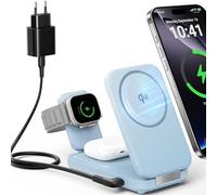 INIU Caricatore wireless 3 in 1, 15 W, Qi2, pieghevole, per iPhone 16/15/14/13, Apple Watch Ultra/10/8/7/6/5, Pro/3/2
