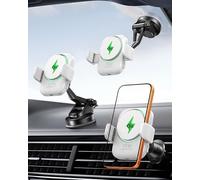 INIU Caricatore Wireless Auto 15W con Ventola e LED, Certificato Qi2 Ricarica Rapida e Supporto per iPhone 16 Pro Max/15/14/13/12 ect, Bianco