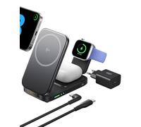 INIU Stazione di Ricarica 3 in 1, 15W Mag-Safe Caricatore Wireless Qi2 Rapida per iPhone 16 pro max 15 14 13 12 Apple Watch Ultra 10 9 8 7 6 SE AirPods 4 3 Pro(inclusi adattatore e cavo USB)