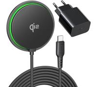 INIU Caricatore Wireless iPhone, 15W Mag-safe Charger Certificato Qi2 con Raffreddamento, Ricarica Wireless per iPhone 16 Pro 15 14 13 12 Plus, AirPods 4 3 2 Pro, con Cavo USB-C e Adattatore Inclusi