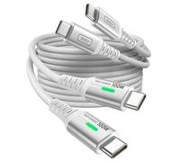 INIU Cavo da USB-C a USB-C, [bianco, 1 m + 1 m] Cavo di ricarica rapida da tipo C a C per iPhone 15 Samsung S24 S23 Pixel 8., ecc.