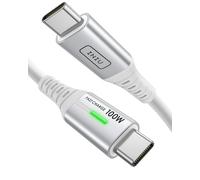 INIU Cavo USB C USB C 100W, [2m/Bianco] Cavo USB Type-C PD 5A Ricarica Rapida QC 4.0 Nylon Cavo Tipo C Caricabatterie Cellulare per iPhone 17 16 Pro Max, Samsung S25, iPad MacBook, Pixel 10 Pro ECC.