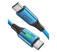 INIU Cavo USB C USB C 100W, [2m/Blu] Cavo USB Type-C PD 5A Ricarica Rapida QC 4.0 Nylon Cavo Tipo C Caricabatterie Cellulare per iPhone 17 16 Pro Max, Samsung S25, iPad MacBook, Pixel 10 Pro ECC.