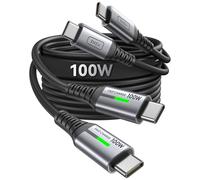 INIU Cavo USB Type-C to Type [Nero,1m+1m] 100W PD Cavo USB C USB C QC4,0 Nylon di Ricarica Rapida Tipo C a USB C compatibili con Samsung S21 S20 Note iPad MacBook Pro Huawei Xiaomi