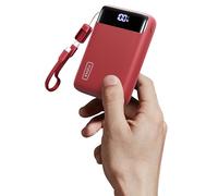 INIU Piccolo 20000mAh Power Bank 22,5W Ricarica Rapida Caricatore Portatile | Cavo USB C Staccabile, Essenziali da Viaggio, Caricatore Portatile per iPhone 18 17 16, Samsung S22, Xiaomi ecc, Rosso