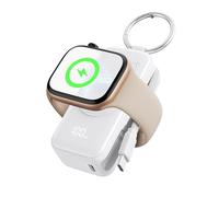 INIU Power Bank per Apple Watch, 5000mAh Caricabatterie Portatile con Cavo Integrato, Batteria da Viaggio Sottile con Portachiavi e LCD Display per iWatch 10/9/8/Ultra2/Ultra/SE, Bianco