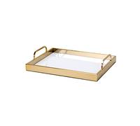 INIULLUV Vassoio in Metallo, Vassoio da Portata Rettangolare Oro con Manico, Design Elegante per Cibo e Bevande