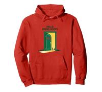 Inizia con Hello Green: Opens Doors Inspirational Art Felpa con Cappuccio, Unisex per Adulti, Rosso, XL
