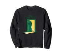 Inizia con Hello Green: Opens Doors Inspirational Art Felpa, Unisex per Adulti, Nero, XXL