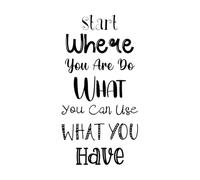 inizia da dove sei, fai quello che puoi, usa quello che hai, set di design tipografico motivazionale per il nuovo anno Adesivi murali in PVC 47.6x93cm Selezione multicolore Nero