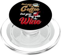 Inizia la giornata con il caffè Termina la giornata con il vino Donne Mamma PopSockets PopGrip per MagSafe