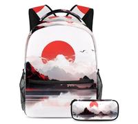 Inizia l'anno scolastico giusto con questo set di 2 zaini per bambini, include borsa per libri e astuccio, pittura a inchiostro, Multicolore, B:29.4x20x40cm P:19x7.5x3.8cm, Zaini Daypack