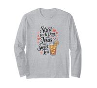 Inizia Ogni Giornata con Gesù e Il tè Dolce, Christian Tea Lover Maglia a Manica