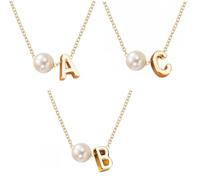 Iniziale e Elemento in Stile Ciondolo con Lettera di Perle Bianca squisita Chic Trendy Perla alla Collana Dono