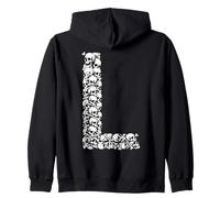 Iniziale L Lettera maiuscola Divertente Halloween Costume Skull Bones Felpa con Cappuccio