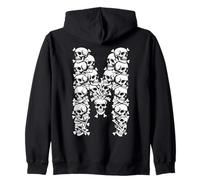 Iniziale M Lettera maiuscola Divertente Halloween Costume Skull Bones Felpa con Cappuccio