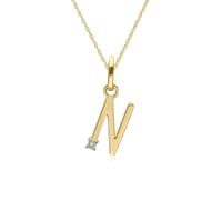 Iniziale N Diamante Lettera Collana IN 9ct Oro Giallo