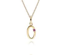 Iniziale O Rubino Lettera Ciondolo IN 9ct Oro Giallo