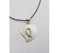 Iniziale Q : Ciondolo Cuore in Argento 925 - Pendente Lettera Alfabeto Girocollo