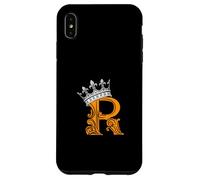 Iniziale R di colore arancione + grafica arancione corona Custodia per iPhone XS Max