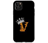 Iniziale V di colore arancione + grafica arancione corona Custodia per iPhone 11 Pro Max
