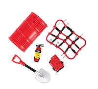 INJORA RC Decorazione Estintore/Serbatoio Carburante/Pala/Fusto Olio e Rete Portabagagli da Tetto con Ganci per 1/24 Crawler Axial SCX24 FMS FCX24 AX24 Gladiator Bronco Deadbolt Upgrade,Rosso
