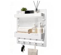 INJOYTEC Mensola organizer da parete, accessorio adesivo per comodino con ganci e clip per cavi, montaggio a parete per comodino, decorazione per la stanza delle ragazze, roba fresca per riporre e