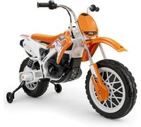 INJUSA - Moto Elettrica Cross KTM SX, Batteria 12V, per Bambini +3 Anni, con Elastici sulla Ruota Motrice, Acceleratore nel Manubrio, Freno Elettrico, Velocità 6 km/h, Arancione