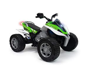 INJUSA - Quad Elettrico Rage, per Bambini da 6 a 10 Anni, Batteria 24V, con Acceleratore a Pugno, Ruote in Gomma, 2 Velocità, Sospensioni e retromarcia, Velocità Massima 10 Km/h, Colore Verde