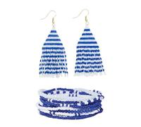 INK + ALLOY Set di gioielli da donna per il giorno del gioco, braccialetti con perline e orecchini con frange di perline, gioielli fatti a mano per studenti universitari, insegnanti, regali di squadra