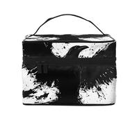 Ink Eagle Travel Makeup Bag - Organizer portatile per articoli da toeletta con scomparti con cerniera per spazzole, bottiglie e prodotti per la cura della pelle