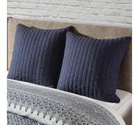 INK+IVY 100% cotone Euro Sham - federa decorativa quadrata europea, chiusura con cerniera nascosta (cuscino non incluso), camila, blu navy trapuntato, 66 x 66 cm