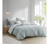 INK+IVY All Season Down Alternative Cozy Bedding con federe abbinate, cotone, Kara, Aqua strisce reversibili, completo/queen (223,5 x 233,7 cm)