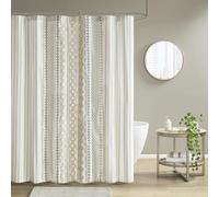 INK+IVY Imani - Tende da doccia in ciniglia trapuntata, 100% cotone, lavabili in lavatrice, decorazione moderna per la casa e il bagno, 182,9 x 182,9 cm, avorio
