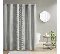 INK+IVY Imani Tufted Chenille 100% cotone Tende da doccia lavabile in lavatrice, stile moderno per la casa, bagno, 183,9 x 182,9 cm, grigio