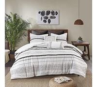 INK+IVY Lussuoso set di biancheria da letto in cotone, design geometrico alla moda di metà secolo, per tutte le stagioni, con federe abbinate, per letto matrimoniale/matrimoniale, finiture Nea