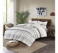 INK+IVY Lussuoso set di biancheria da letto in cotone, design geometrico alla moda di metà secolo, per tutte le stagioni, con federe abbinate, king size, finiture Nea nero/multicolore