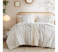 INK+IVY Set di biancheria da letto per tutte le stagioni, federe coordinate, cotone, stampe geometriche, avorio, 3 pezzi, king size