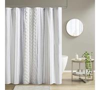 INK+IVY Tenda da doccia in ciniglia trapuntata, 100% cotone, lavabile in lavatrice, decorazione moderna per la casa e il bagno, schermo per la privacy, 182,9 x 182,9 cm (larghezza x lunghezza),