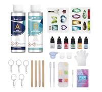 INK LAB Resina Epossidica Trasparente Atossico Kit Resina Epossidica Completo con Stampi Colori Glitter Colla Resina Epoxy Compreso 1:1 per Principianti Creazione Gioielli Legno Decorazione